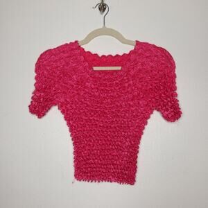 Vintage y2k Popcorn Top Shirt Pink Fairy Whimsy Mermaid 90s 00s One Size